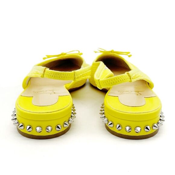 Christian Louboutin Citron Perforated Suede Spiked Hall Slingback Flats Size 40 - Picture 10 of 16